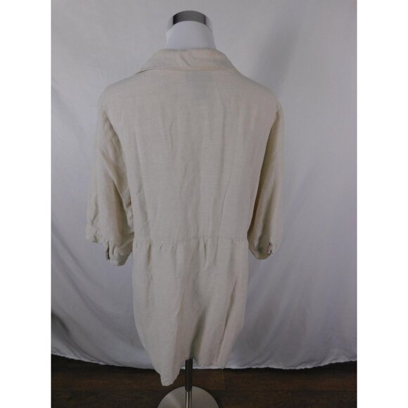 Lane Bryant Shirt Womens 18/20 Beige Linen Blend Tunic 3/4 Sleeve Plus Size - Picture 8 of 12